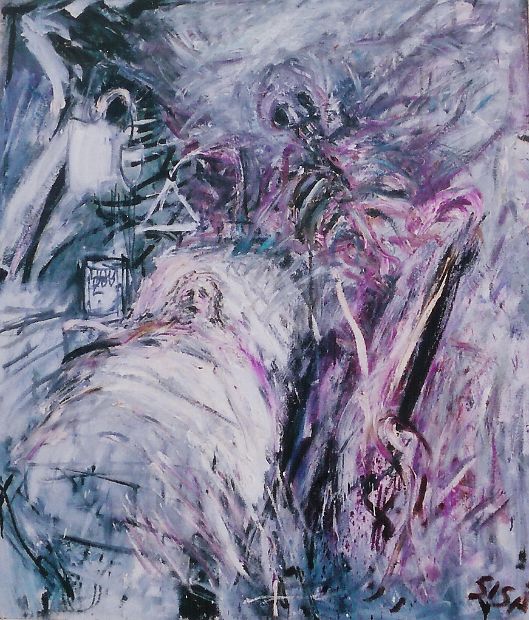WARTEN AUF DIE STILLE, Öl auf Hartfaser, 130 x 110 cm
